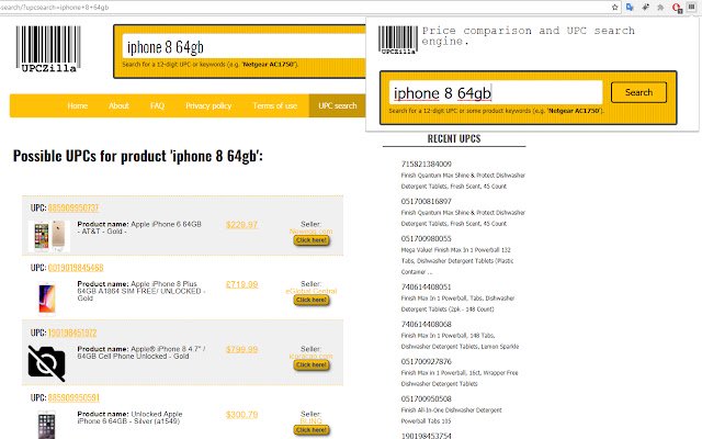 UPCZilla Search  from Chrome web store to be run with OffiDocs Chromium online