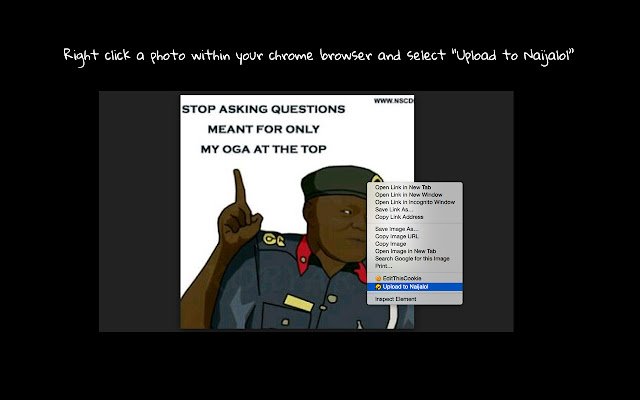 Upload Photos to NaijaLOL  from Chrome web store to be run with OffiDocs Chromium online