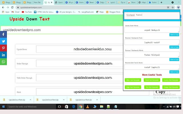 Upside Doun Text Generator ᐈ Mirror Text จาก Chrome เว็บสโตร์ที่จะทำงานร่วมกับ OffiDocs Chromium ออนไลน์