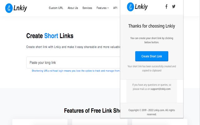 URL Shortener Lnkiy.com  from Chrome web store to be run with OffiDocs Chromium online