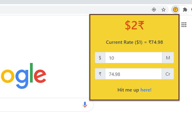 USD2INR  from Chrome web store to be run with OffiDocs Chromium online