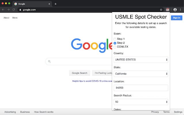 Narzędzie USMLE Spot Checker ze sklepu internetowego Chrome do uruchomienia z OffiDocs Chromium online