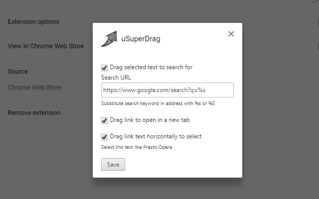 uSuperDrag daripada kedai web Chrome untuk dijalankan dengan OffiDocs Chromium dalam talian