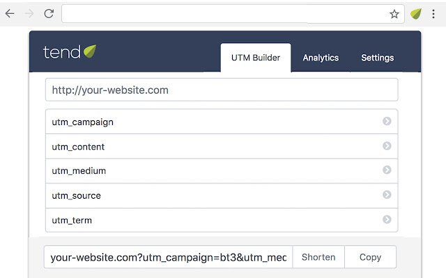 UTM Builder Analytics จาก Chrome เว็บสโตร์ที่จะทำงานร่วมกับ OffiDocs Chromium ทางออนไลน์