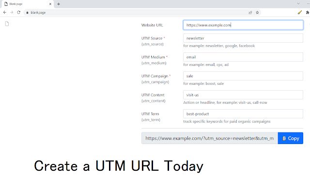 UTM Link Builder  from Chrome web store to be run with OffiDocs Chromium online