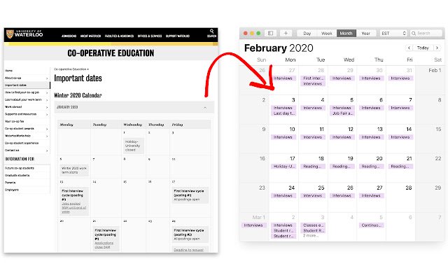 UWaterloo Co op Calendar Generator  from Chrome web store to be run with OffiDocs Chromium online