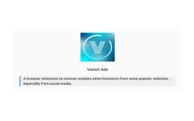 Vanish Ads  from Chrome web store to be run with OffiDocs Chromium online