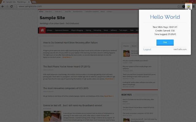 Chrome Web ストアの VebTraffic.com サイト ビューアーを OffiDocs Chromium オンラインで実行する