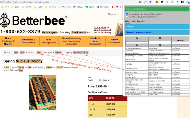 Včelařský slovník EN CS  from Chrome web store to be run with OffiDocs Chromium online