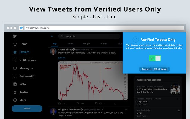 Verified Tweets Only  from Chrome web store to be run with OffiDocs Chromium online