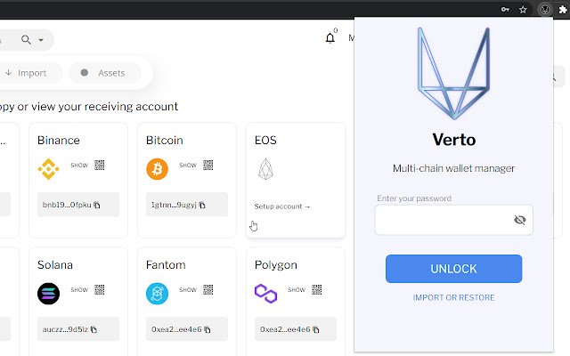 Verto Multichain Crypto Wallet ສໍາລັບ DEFI ຈາກຮ້ານເວັບ Chrome ທີ່ຈະດໍາເນີນການກັບ OffiDocs Chromium ອອນໄລນ໌