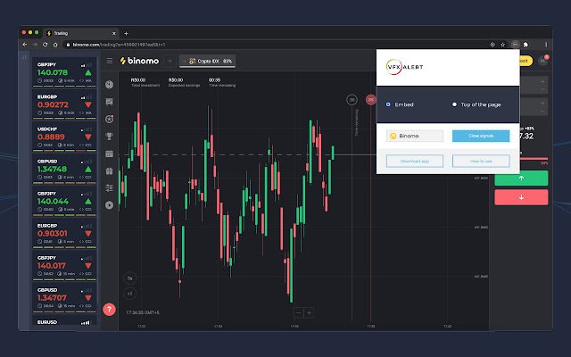 vfxAlert signals panel  from Chrome web store to be run with OffiDocs Chromium online