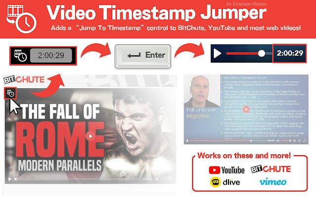 Video Timestamp Jumper de la boutique en ligne Chrome à exécuter avec OffiDocs Chromium en ligne