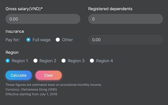 Vietnam Salary Calculator  from Chrome web store to be run with OffiDocs Chromium online