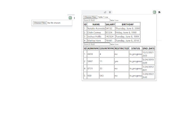 View Tables  from Chrome web store to be run with OffiDocs Chromium online