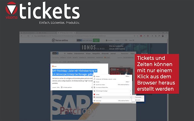 visoma tickets Browsererweiterung  from Chrome web store to be run with OffiDocs Chromium online