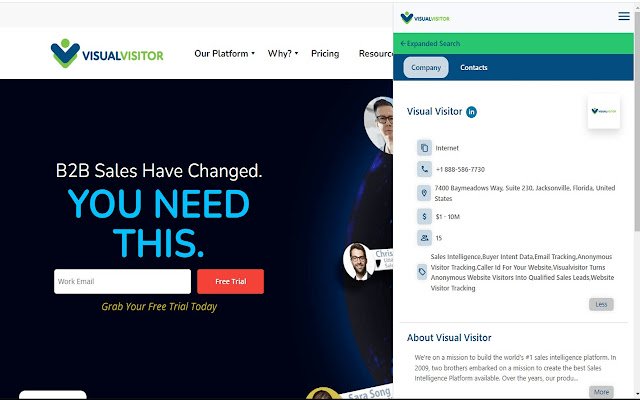 Visual Visitor Easily find B2B contact info  from Chrome web store to be run with OffiDocs Chromium online