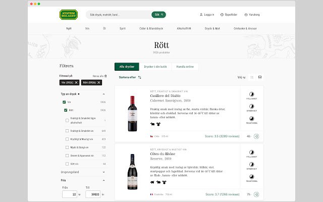 Vivino Rating per Systembolaget dal negozio web di Chrome per essere eseguito con OffiDocs Chromium online