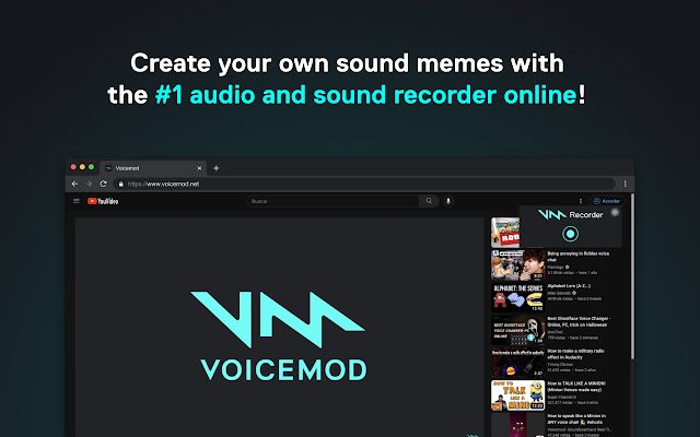 Voicemod Recorder  from Chrome web store to be run with OffiDocs Chromium online