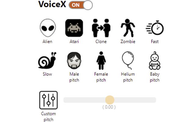 VoiceX Voice Changer із веб-магазину Chrome для запуску з OffiDocs Chromium онлайн