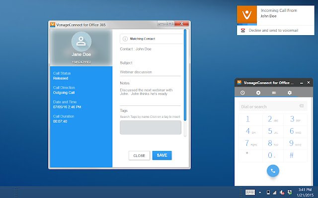 VonageConnect for Office 365  from Chrome web store to be run with OffiDocs Chromium online