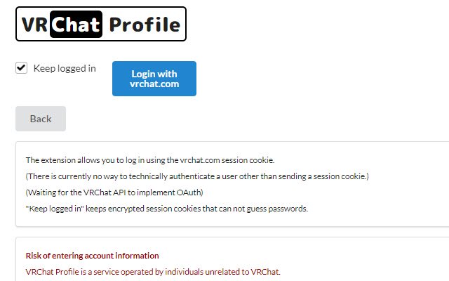 VRChat Profile  from Chrome web store to be run with OffiDocs Chromium online