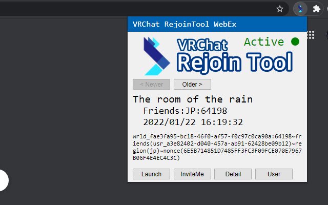 VRChat RejoinTool WebEx daripada kedai web Chrome untuk dijalankan dengan OffiDocs Chromium dalam talian