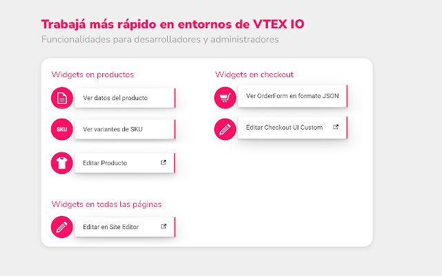 VTEX IO Shortcuts  from Chrome web store to be run with OffiDocs Chromium online