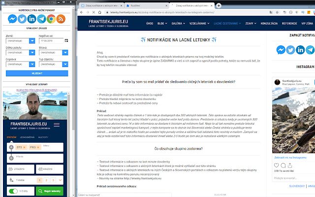 Vyhledávání letů a zájezdů│ FRANTISEKJURIS.EU  from Chrome web store to be run with OffiDocs Chromium online