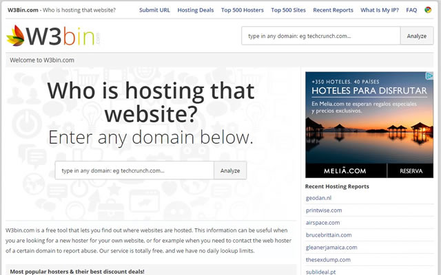 W3bin.com Wer hostet diese Website? aus dem Chrome-Webshop zur Ausführung mit OffiDocs Chromium online