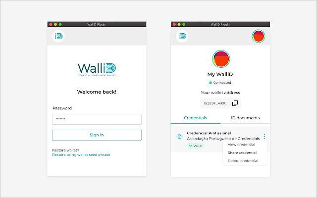 WalliD Wallet uit de Chrome-webwinkel voor gebruik met OffiDocs Chromium online