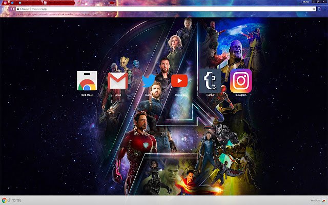 Wallpaper NEW Art Avengers Infinity War THEME  from Chrome web store to be run with OffiDocs Chromium online