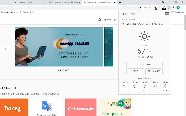 Weather Chrome Extension  from Chrome web store to be run with OffiDocs Chromium online