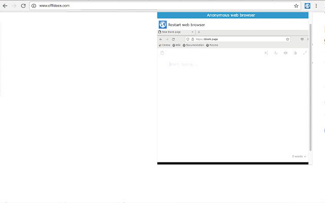 Webbrowser mit anonymem Zugriff vom Chrome Web Store zur Ausführung mit OffiDocs Chromium online