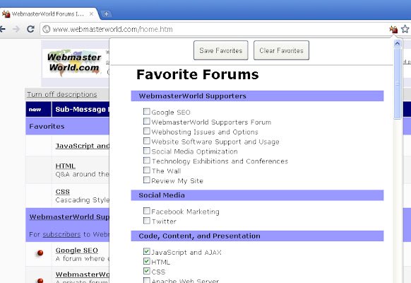 WebmasterWorld Favorite Forums  from Chrome web store to be run with OffiDocs Chromium online