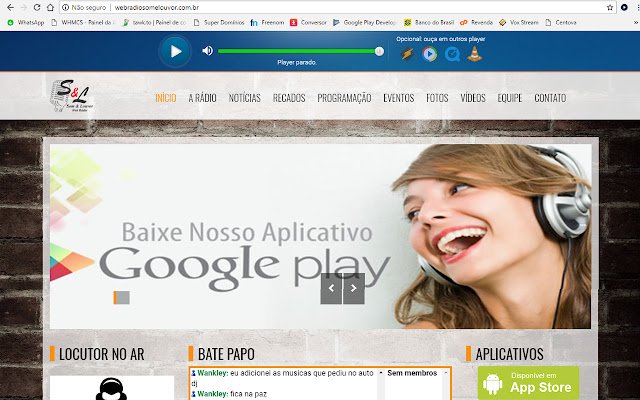 Web Radio Som e Louvor  from Chrome web store to be run with OffiDocs Chromium online