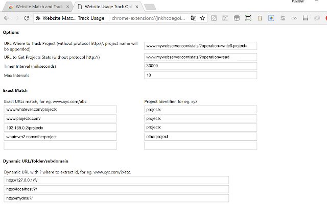 Website Match and Track Usage  from Chrome web store to be run with OffiDocs Chromium online