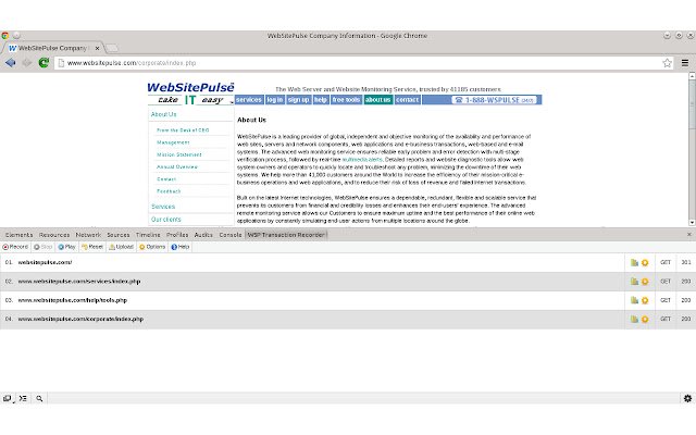 WebSitePulse Transaction Recorder  from Chrome web store to be run with OffiDocs Chromium online