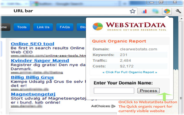 WebStatData Organic Report  from Chrome web store to be run with OffiDocs Chromium online