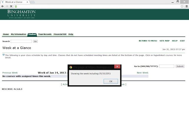 Week at a Glance Date for SUNY Binghamton  from Chrome web store to be run with OffiDocs Chromium online