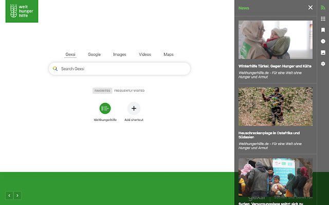 Welthungerhilfe New Tab  from Chrome web store to be run with OffiDocs Chromium online