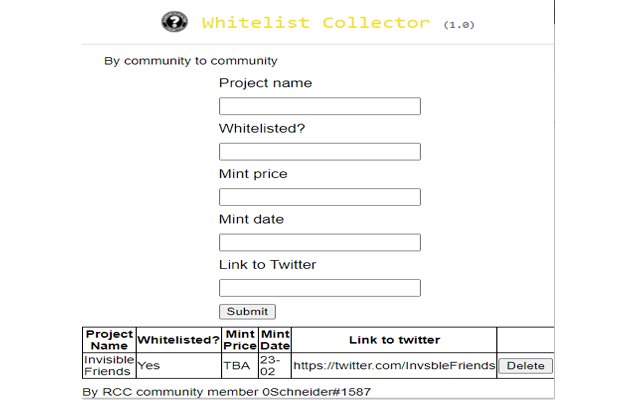 Whitelist Collector  from Chrome web store to be run with OffiDocs Chromium online