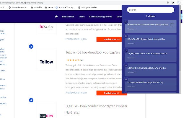 Widget Finder  from Chrome web store to be run with OffiDocs Chromium online