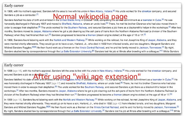 Wiki Age Extension  from Chrome web store to be run with OffiDocs Chromium online