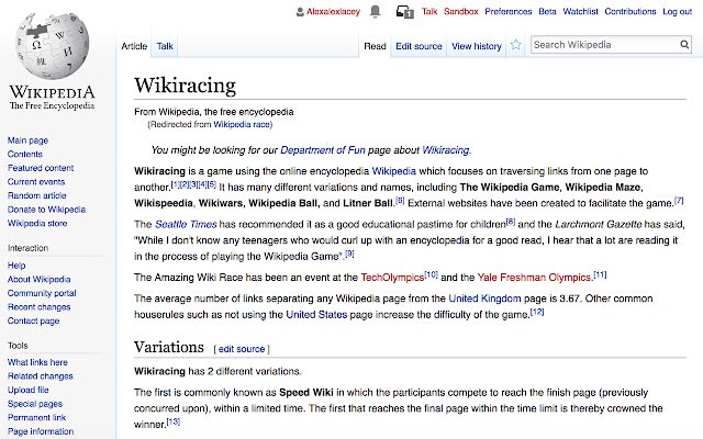 Wikipedia Race  from Chrome web store to be run with OffiDocs Chromium online