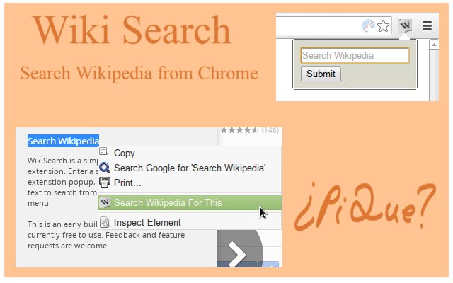 Wikipedia Search by PiQue  from Chrome web store to be run with OffiDocs Chromium online