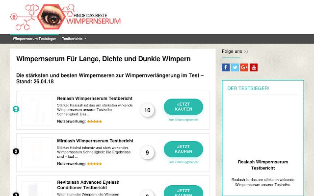 Wimpernserum Testberichte  from Chrome web store to be run with OffiDocs Chromium online