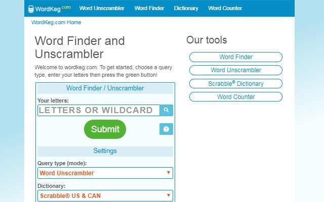 Word Finder and Unscrambler  from Chrome web store to be run with OffiDocs Chromium online