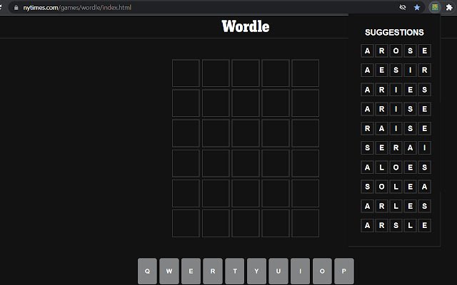 Wordle Suggestions Generator  from Chrome web store to be run with OffiDocs Chromium online