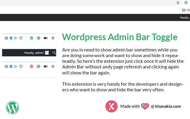 Wordpress Admin Bar Toggle  from Chrome web store to be run with OffiDocs Chromium online